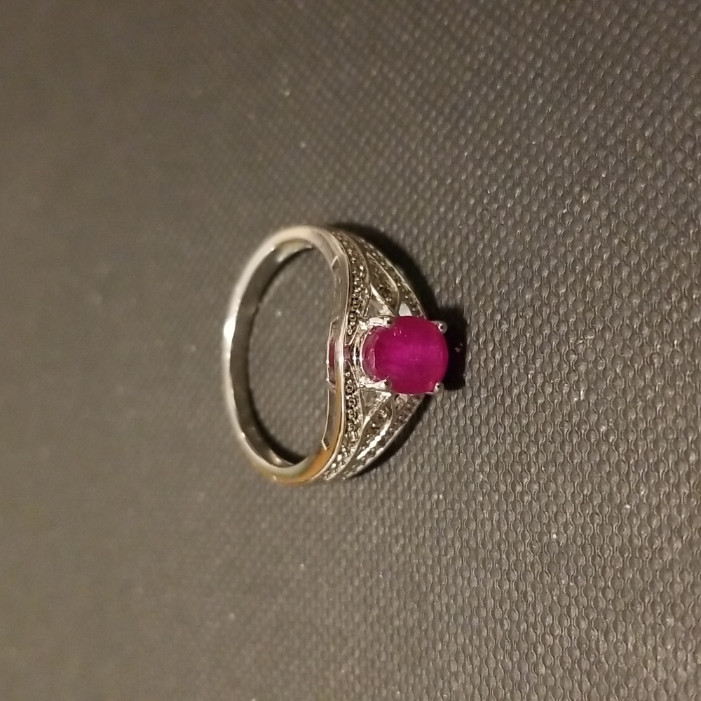 Sterling silver ring with pink stone